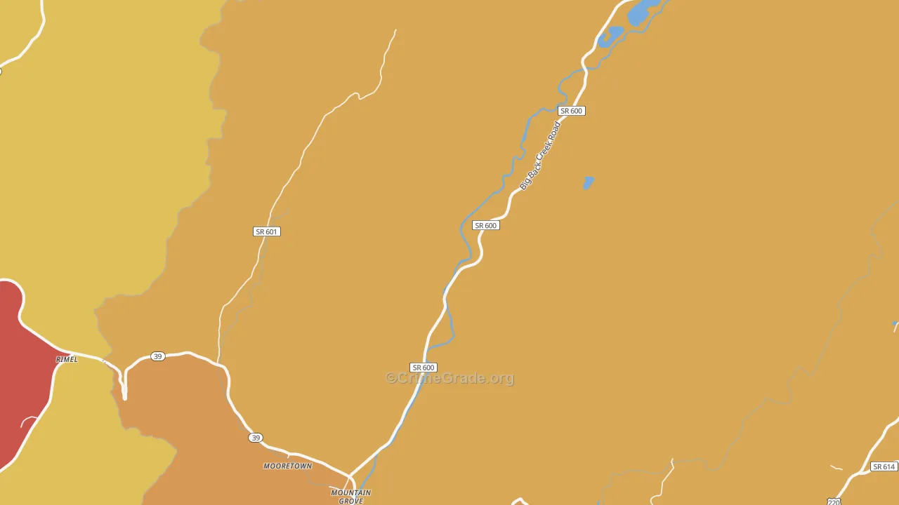 Mountain Grove, VA Map of Drug-Related Crime Rates