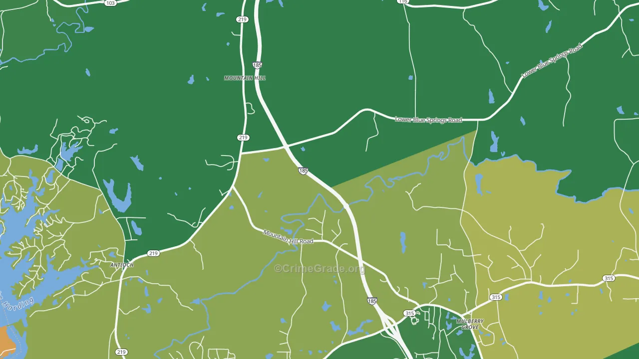 Mountain Hill, GA Map of Drug-Related Crime Rates