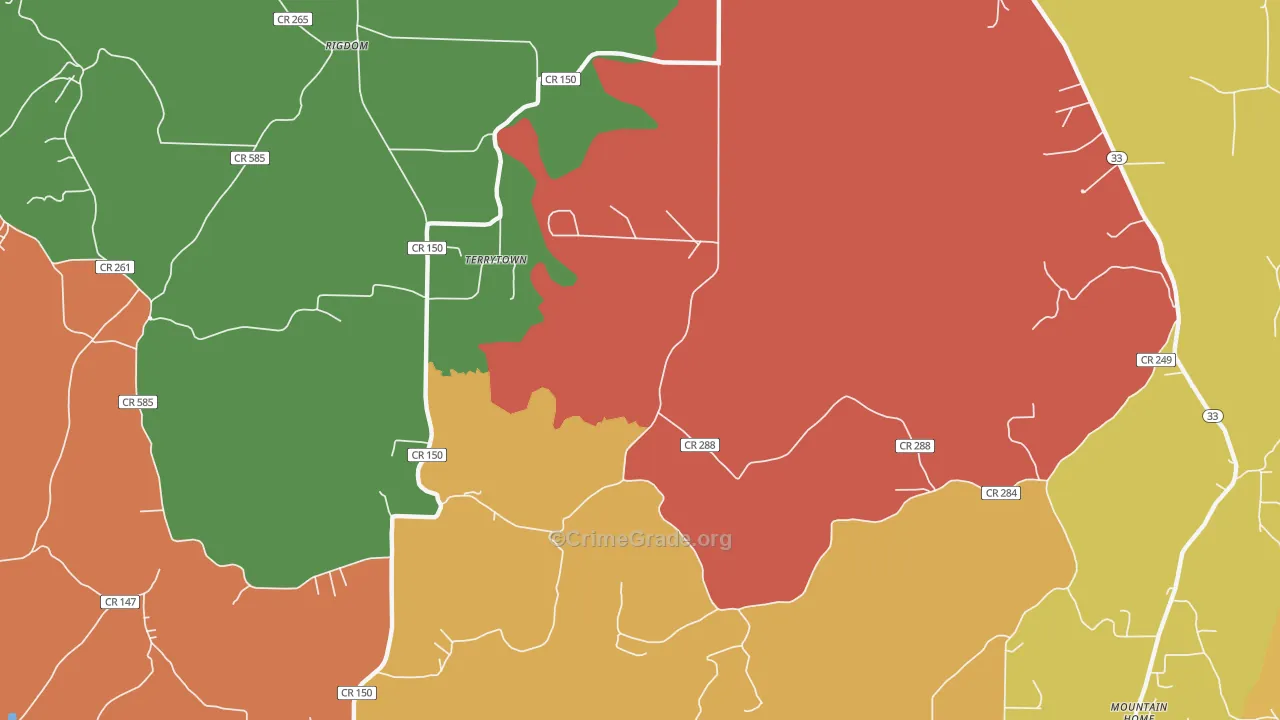 Mountain Home, AL Map of Drug-Related Crime Rates
