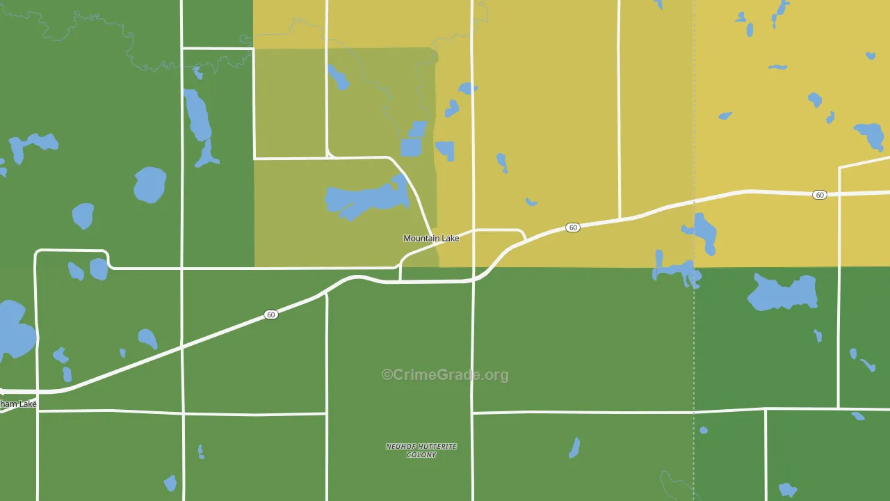 Mountain Lake, MN Map of Drug-Related Crime Rates