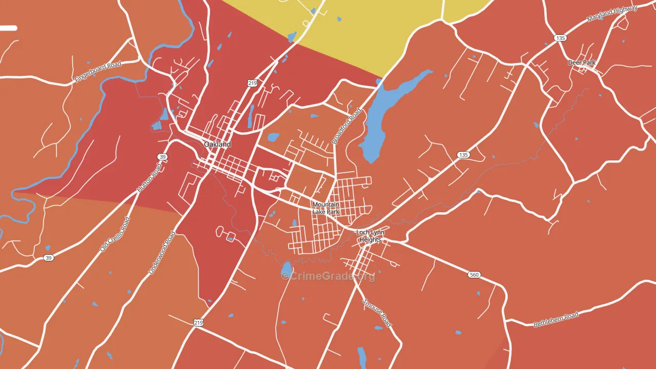 Mountain Lake Park, MD Map of Drug-Related Crime Rates
