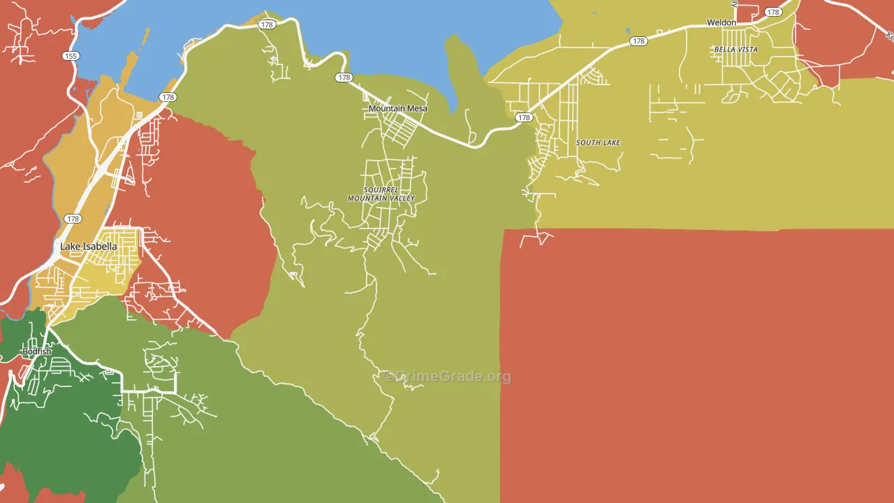 Mountain Mesa, CA Map of Drug-Related Crime Rates