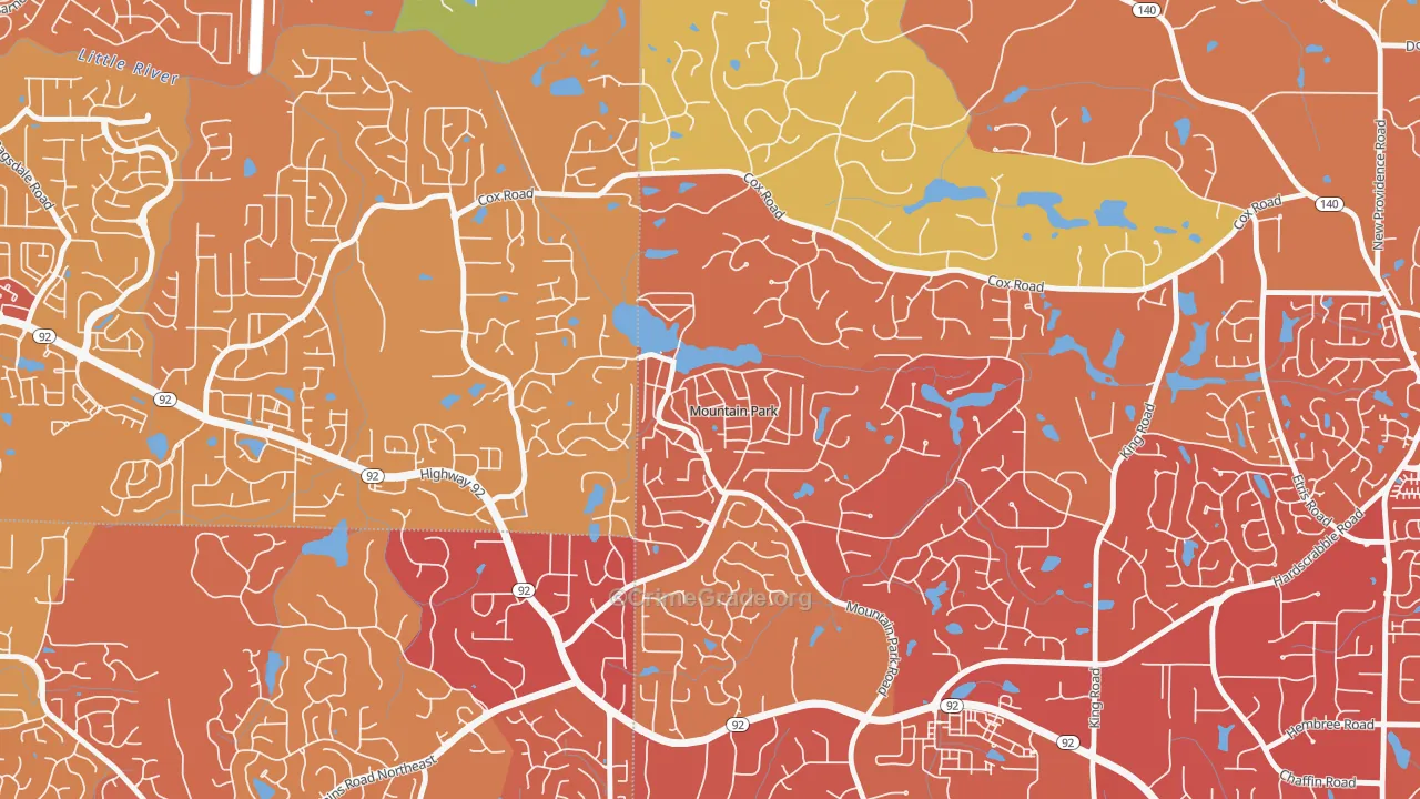 Mountain Park, GA Map of Drug-Related Crime Rates