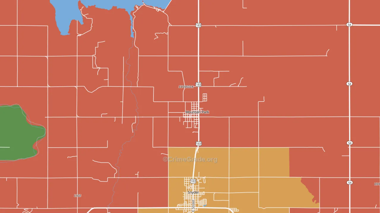 Mountain Park, OK Map of Drug-Related Crime Rates