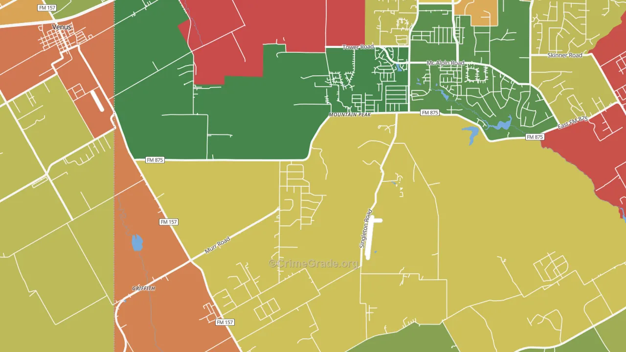 Mountain Peak, TX Map of Drug-Related Crime Rates