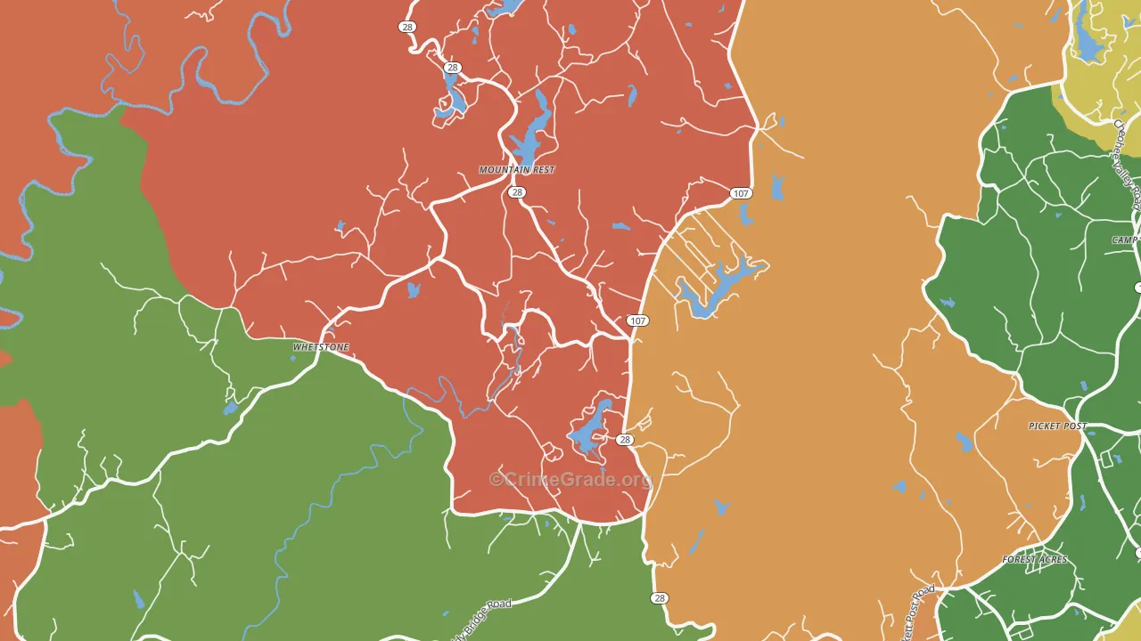 Mountain Rest, SC Map of Drug-Related Crime Rates
