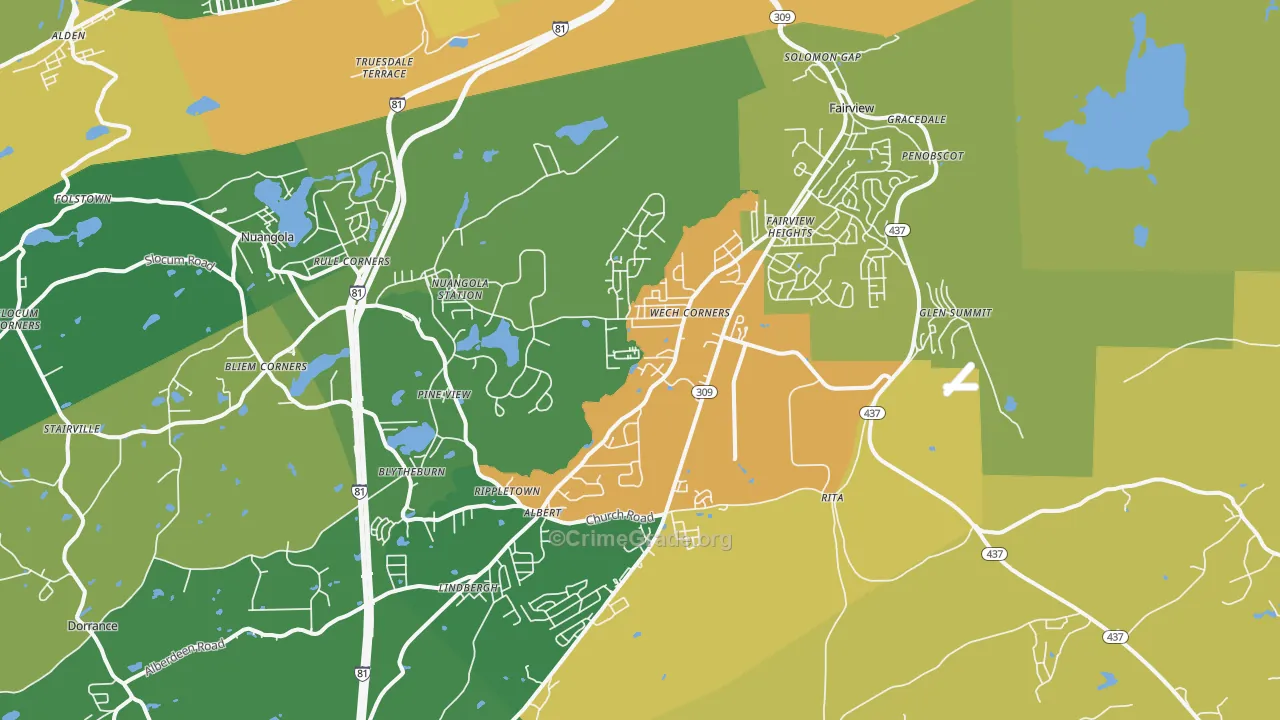 Mountain Top, PA Map of Drug-Related Crime Rates