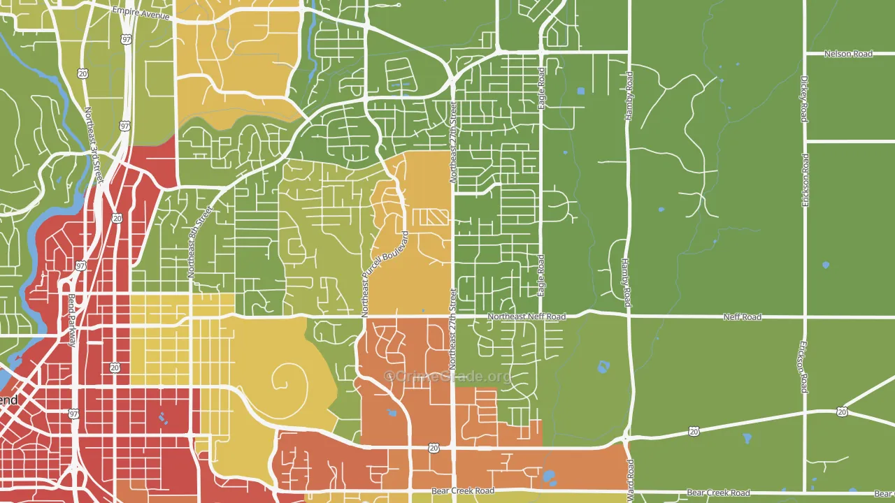 Mountain View, Bend, OR Map of Drug-Related Crime Rates
