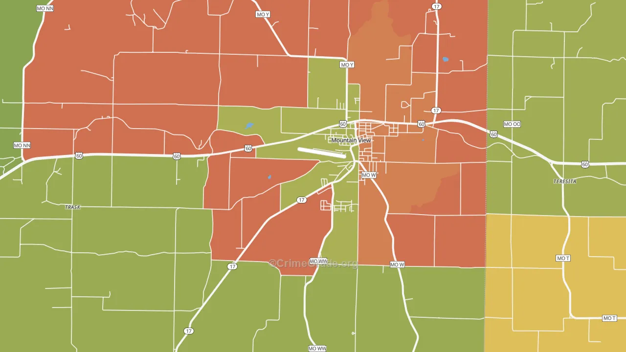 Mountain View, MO Map of Drug-Related Crime Rates