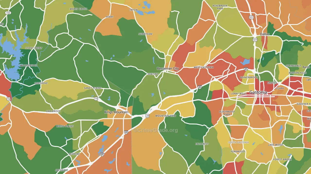 Mountain View, NC Map of Drug-Related Crime Rates
