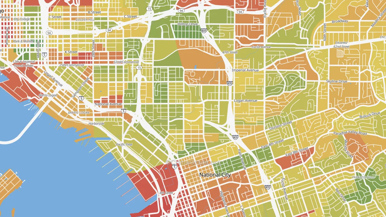 Mountain View San Diego, San Diego, CA Map of Drug-Related Crime Rates