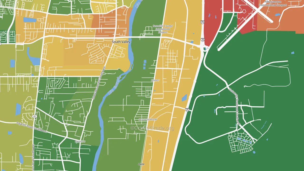 Mountain View, South Valley, NM Map of Drug-Related Crime Rates