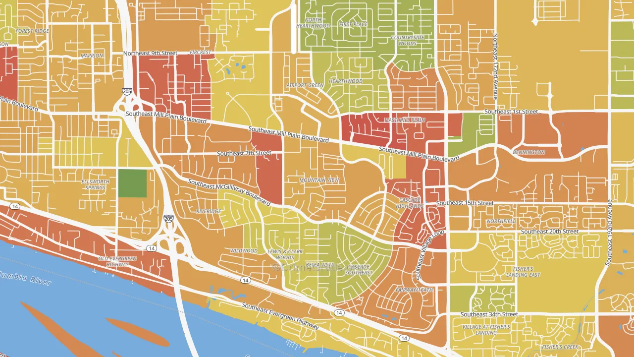 Mountain View, Vancouver, WA Map of Drug-Related Crime Rates