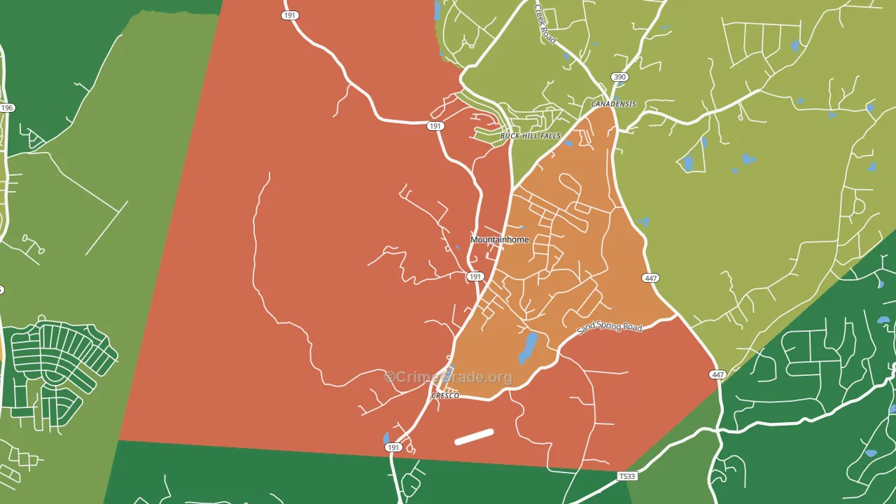 Mountainhome, PA Map of Drug-Related Crime Rates