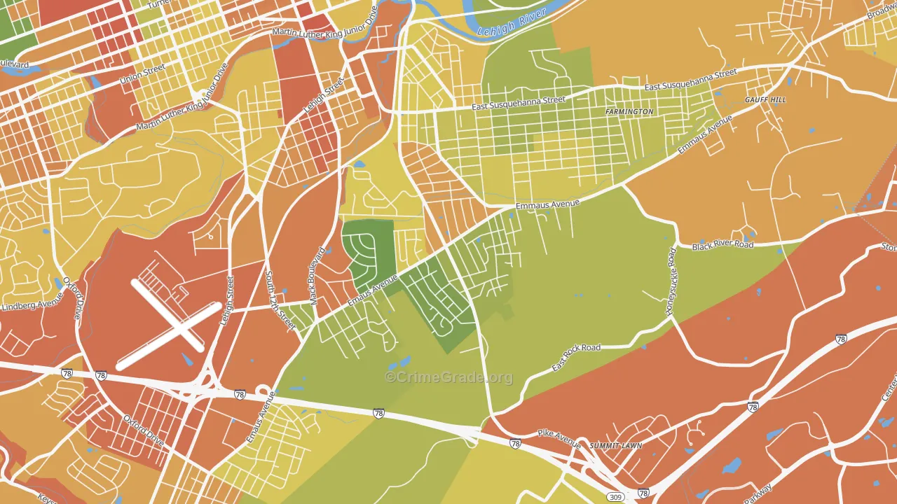 Mountainville, Allentown, PA Map of Drug-Related Crime Rates