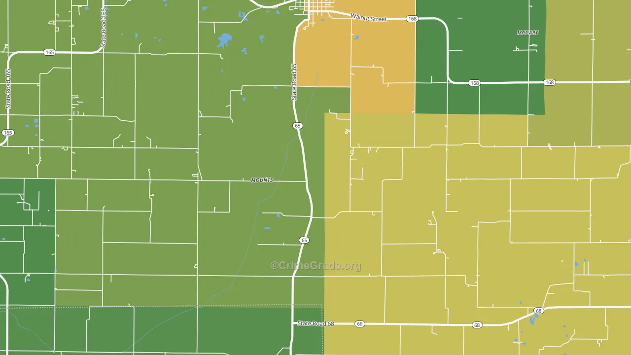 Mounts, IN Map of Drug-Related Crime Rates
