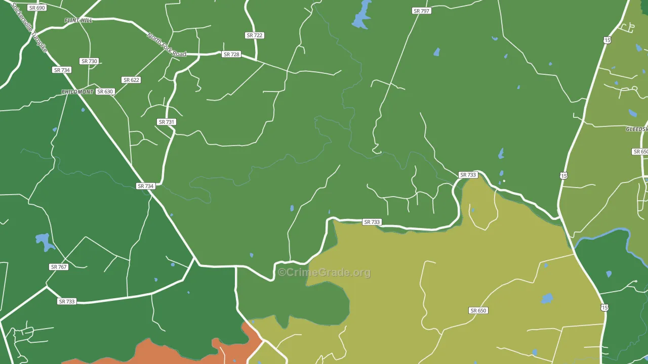 Mountville, VA Map of Drug-Related Crime Rates