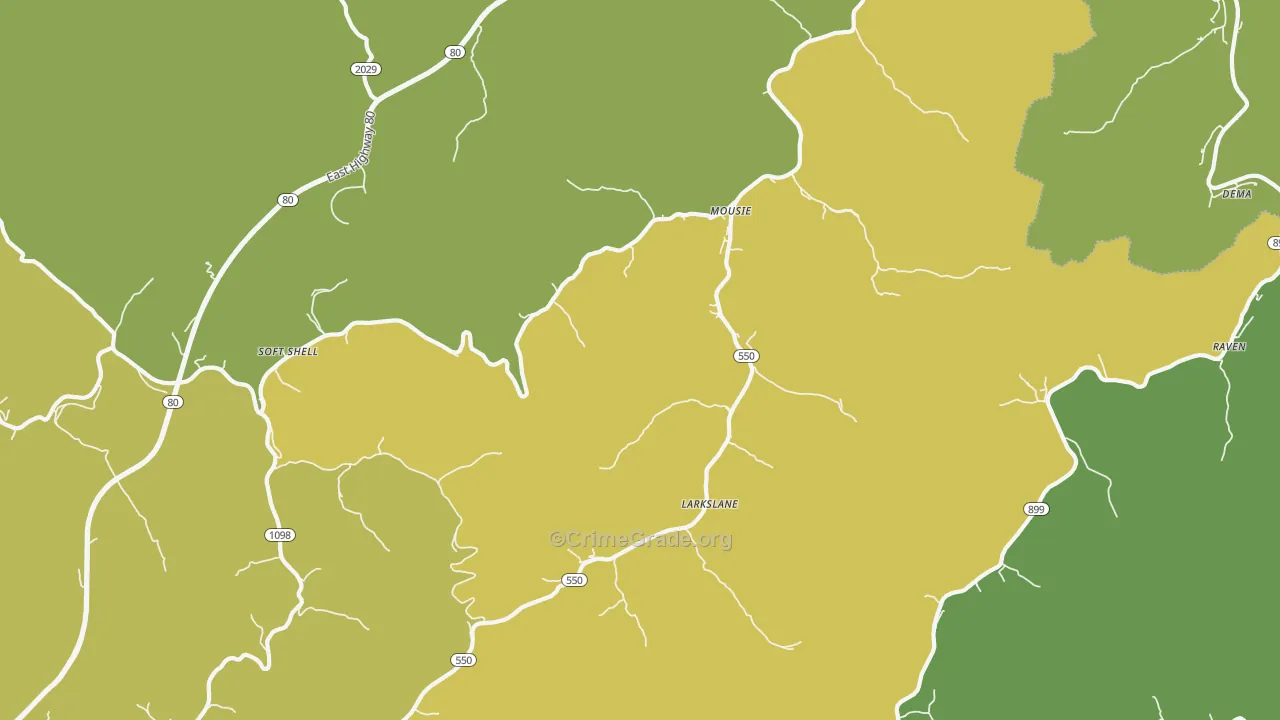 Mousie, KY Map of Drug-Related Crime Rates