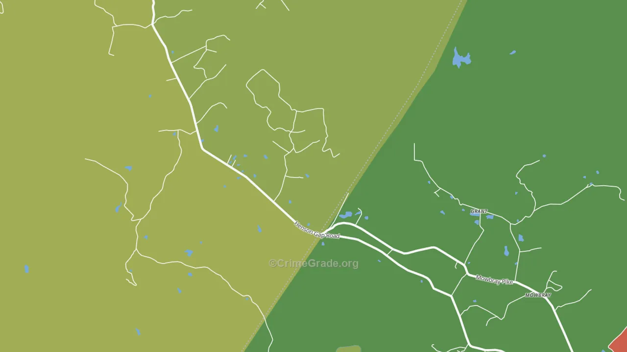Mowbray, TN Map of Drug-Related Crime Rates