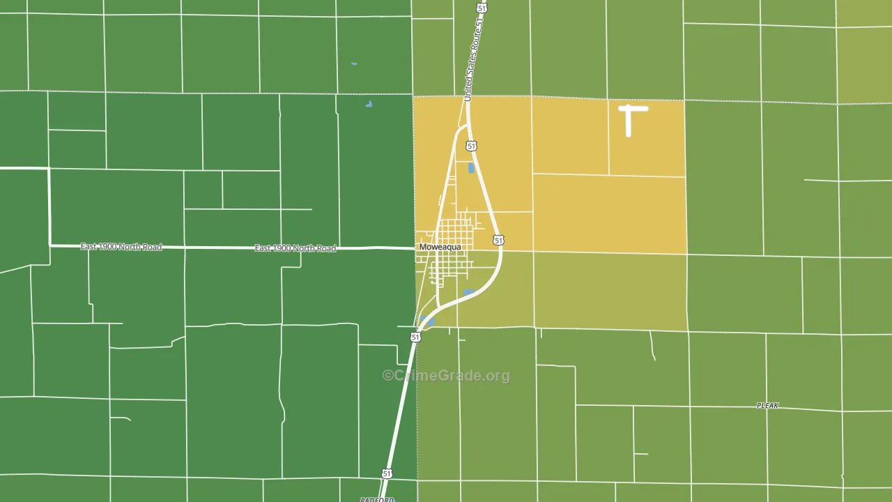 Moweaqua, IL Map of Drug-Related Crime Rates