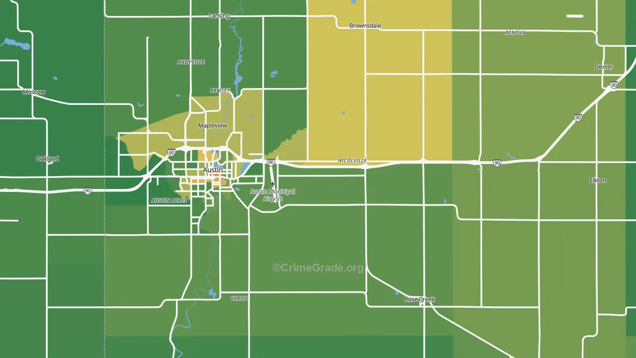 Mower County, MN Map of Drug-Related Crime Rates