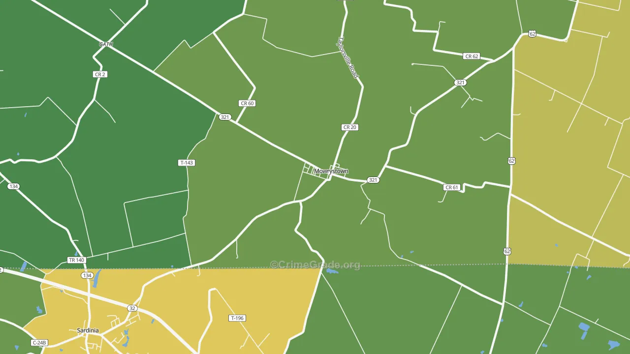 Mowrystown, OH Map of Drug-Related Crime Rates