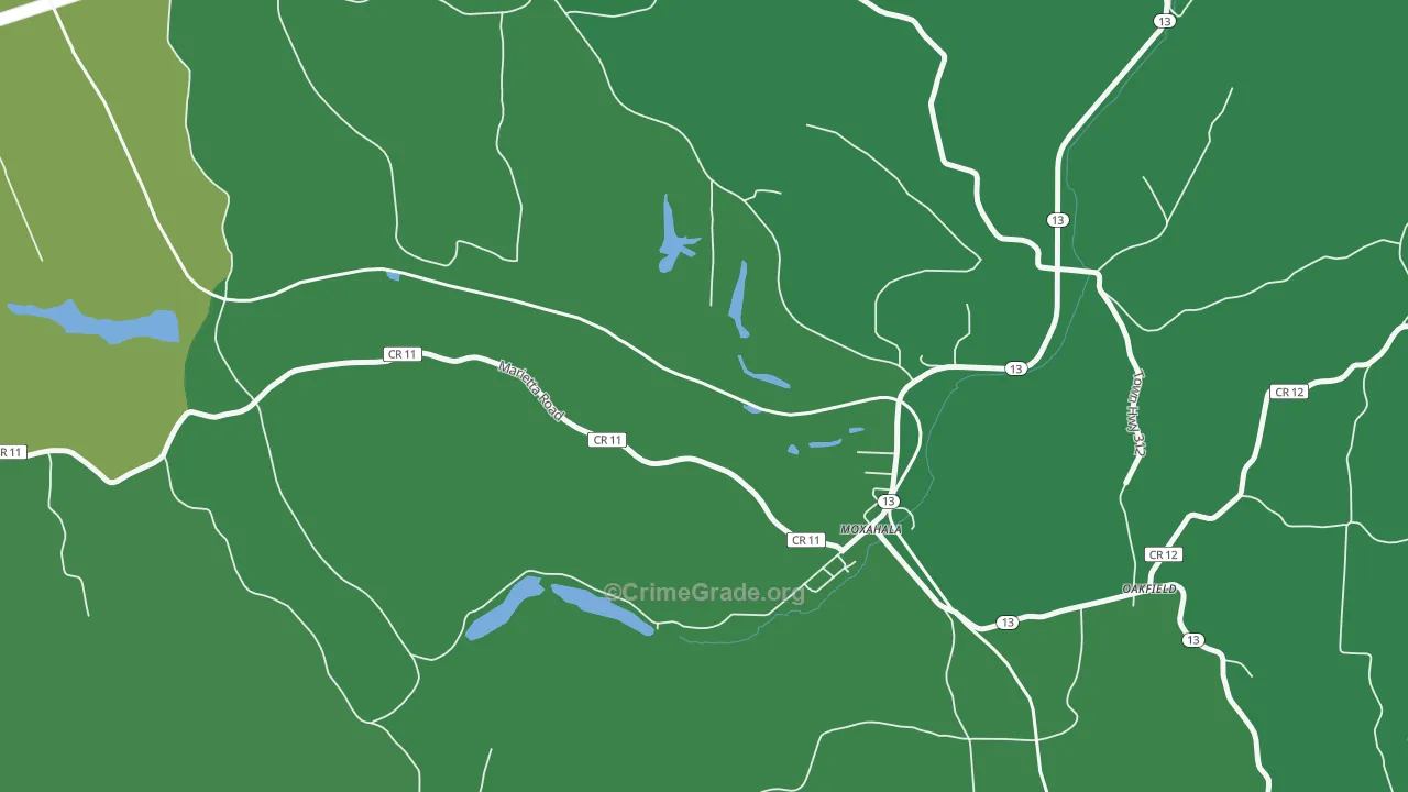 Moxahala, OH Map of Drug-Related Crime Rates