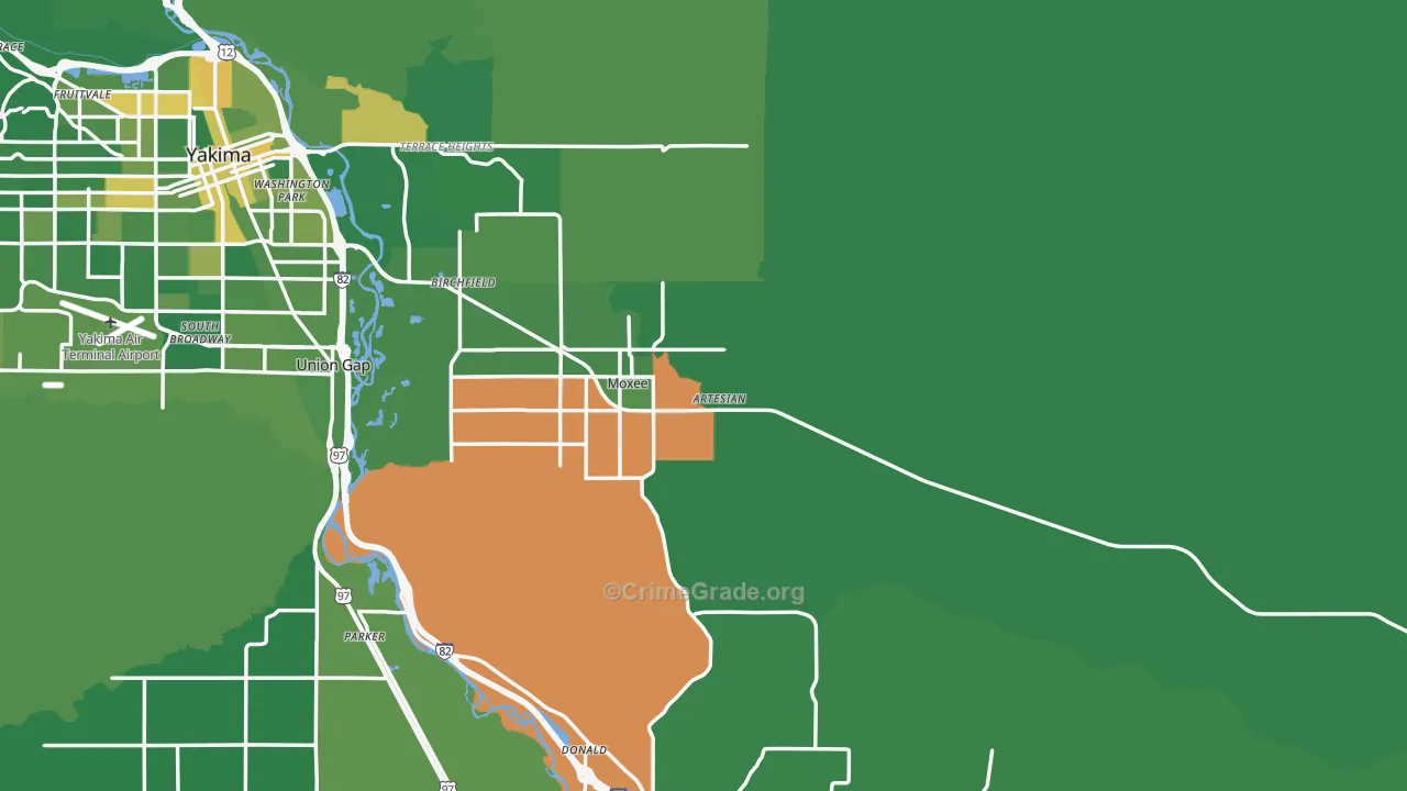 Moxee, WA Map of Drug-Related Crime Rates