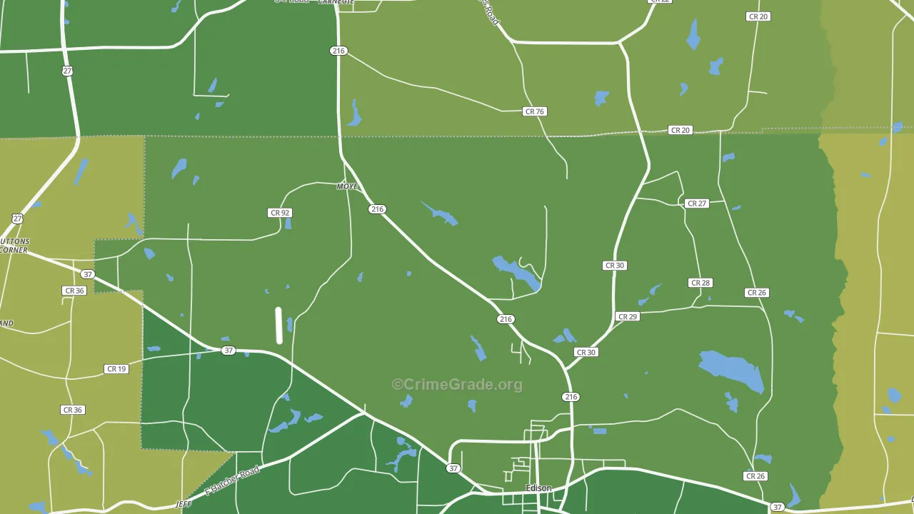 Moye, GA Map of Drug-Related Crime Rates