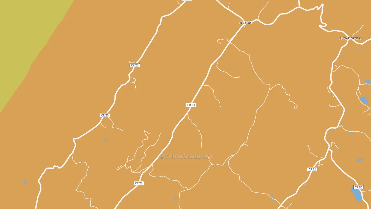 Moyers, WV Map of Drug-Related Crime Rates