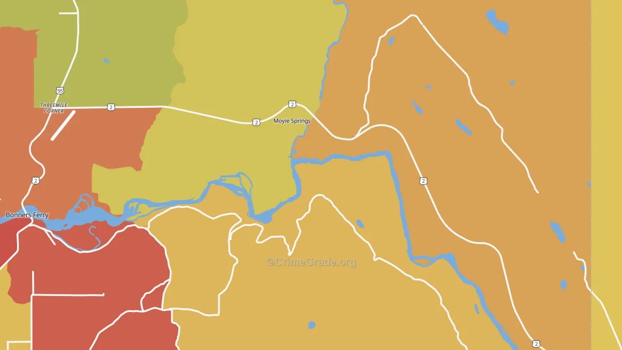 Moyie Springs, ID Map of Drug-Related Crime Rates