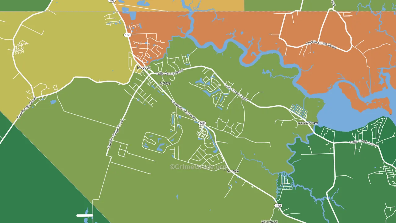 Moyock, NC Map of Drug-Related Crime Rates
