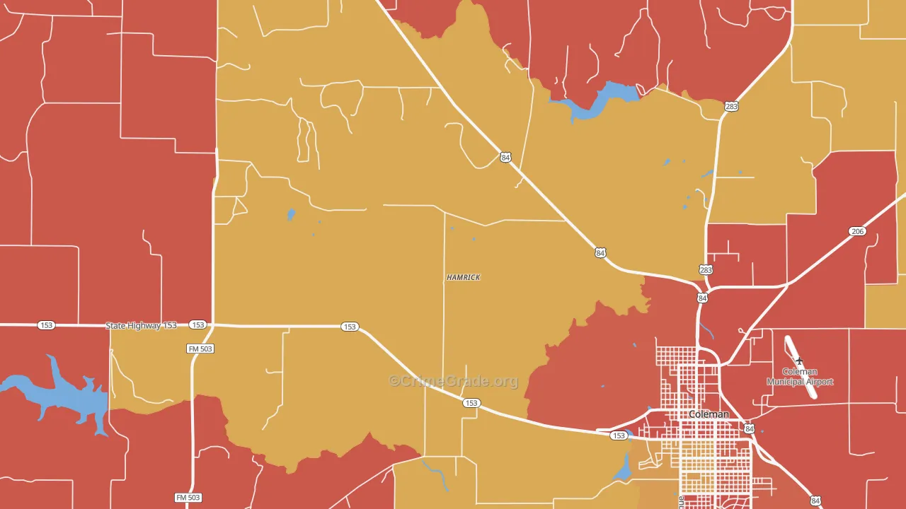 Mozelle, TX Map of Drug-Related Crime Rates