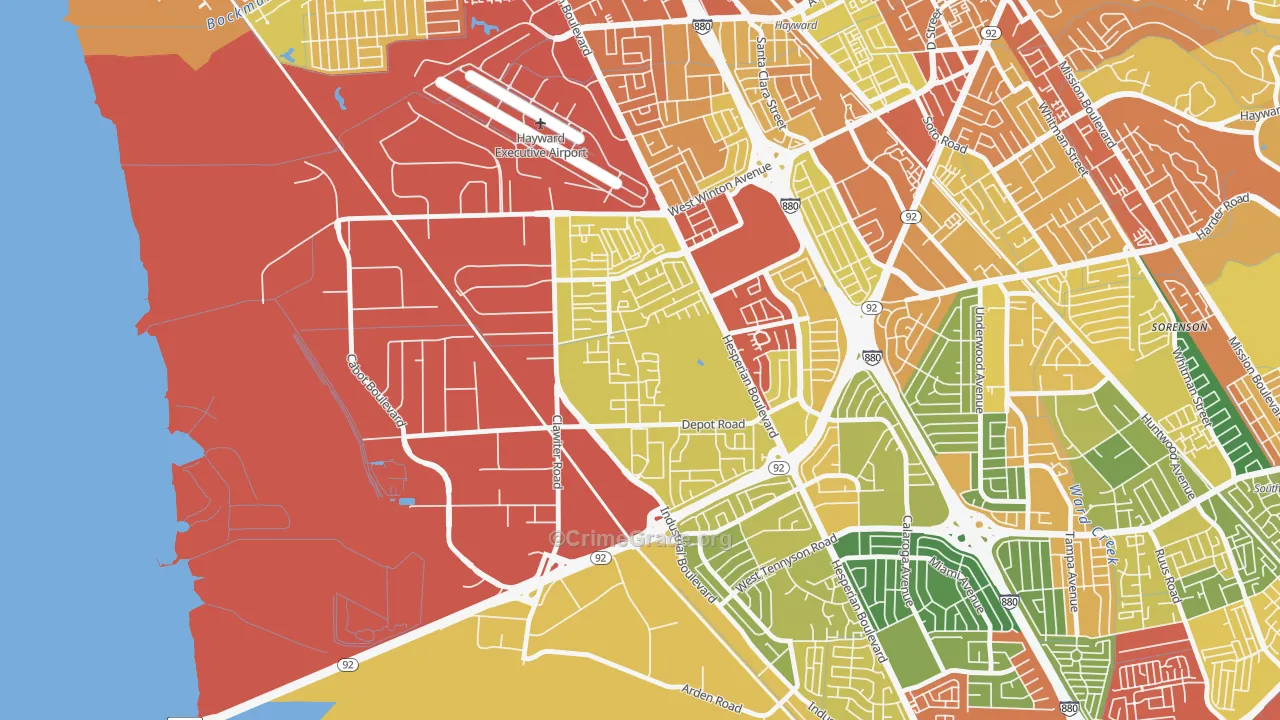 Mt Eden, Hayward, CA Map of Drug-Related Crime Rates