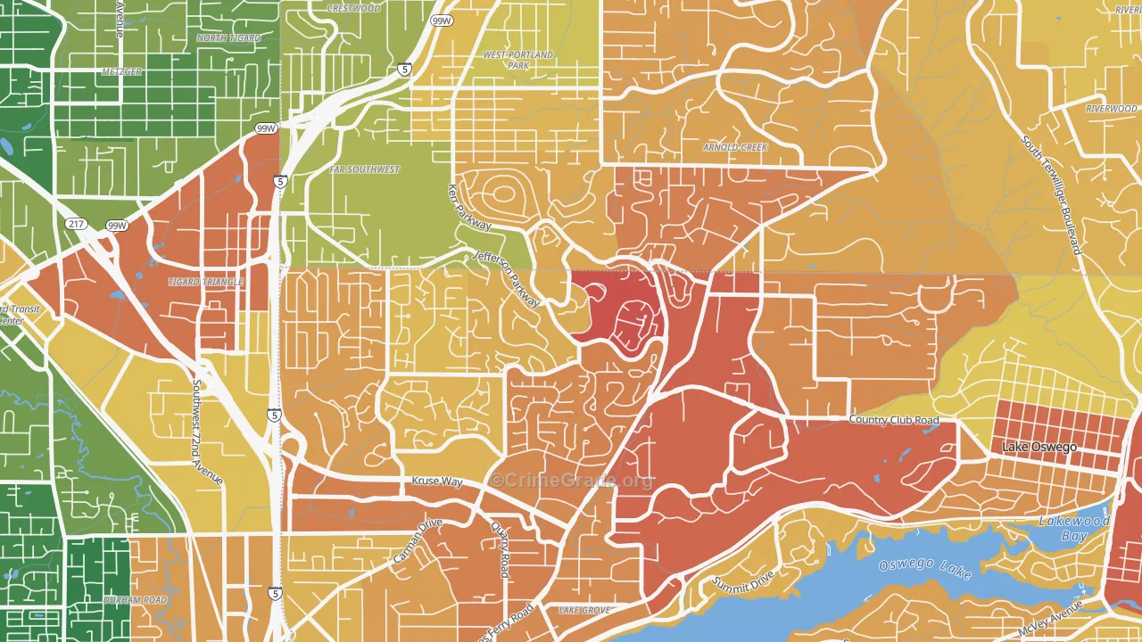 Mt. Park, Lake Oswego, OR Map of Drug-Related Crime Rates