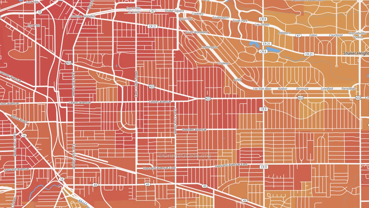 Mt Pleasant, Cleveland, OH Map of Drug-Related Crime Rates