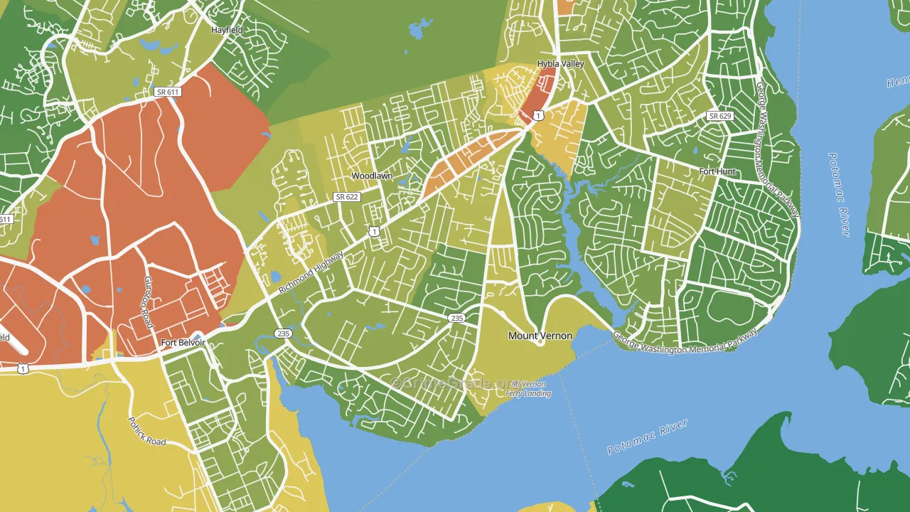 Mt Vernon, Mount Vernon, VA Map of Drug-Related Crime Rates