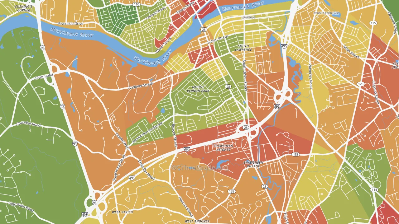 Mt Vernon Park, Lawrence, MA Map of Drug-Related Crime Rates