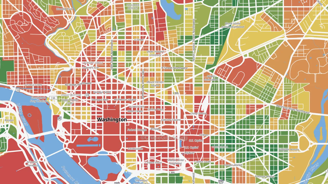 Mt Vernon Square, Washington, DC Map of Drug-Related Crime Rates