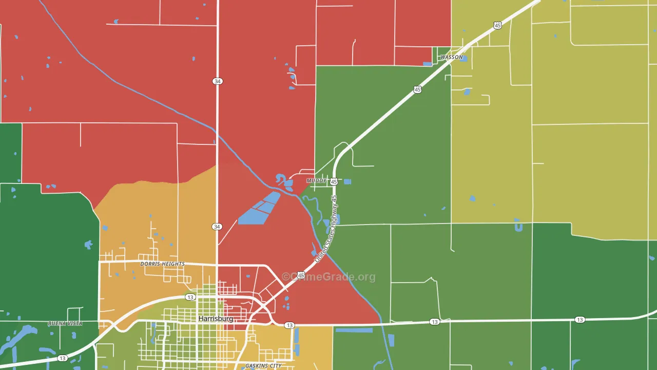 Muddy, IL Map of Drug-Related Crime Rates
