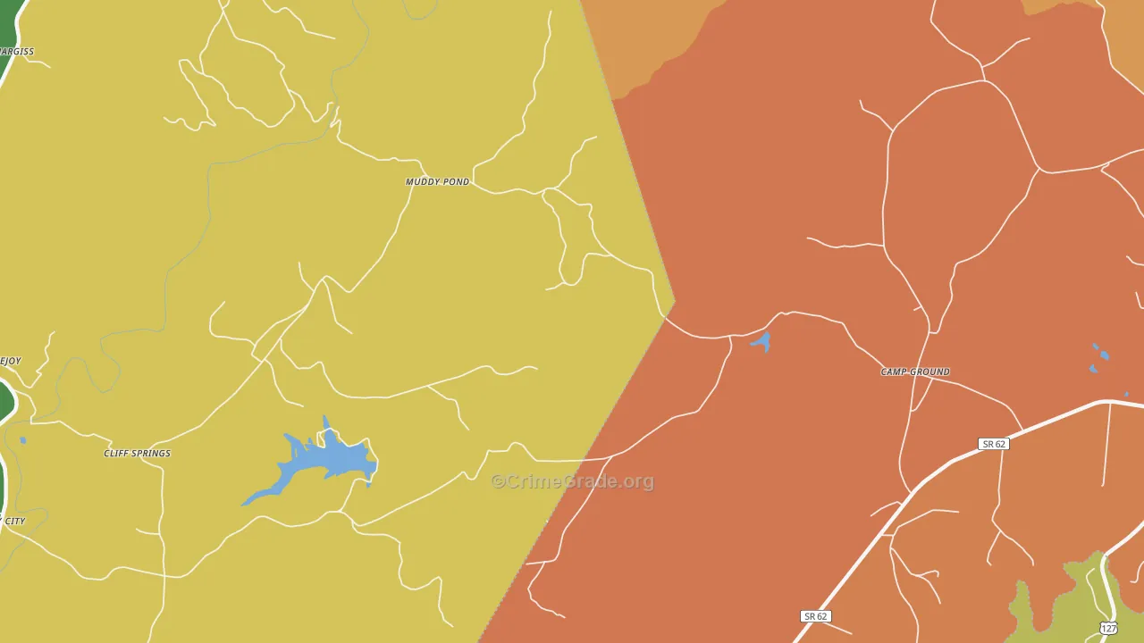Muddy Pond, TN Map of Drug-Related Crime Rates