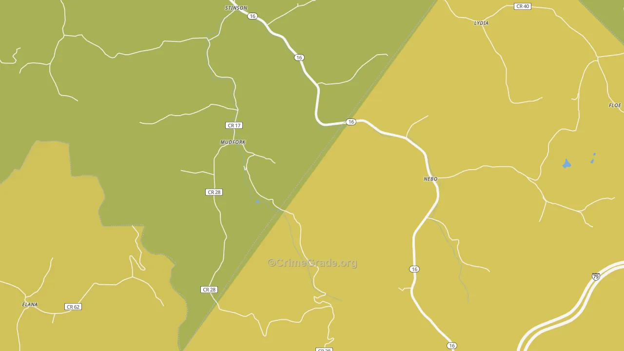 Mudfork, WV Map of Drug-Related Crime Rates