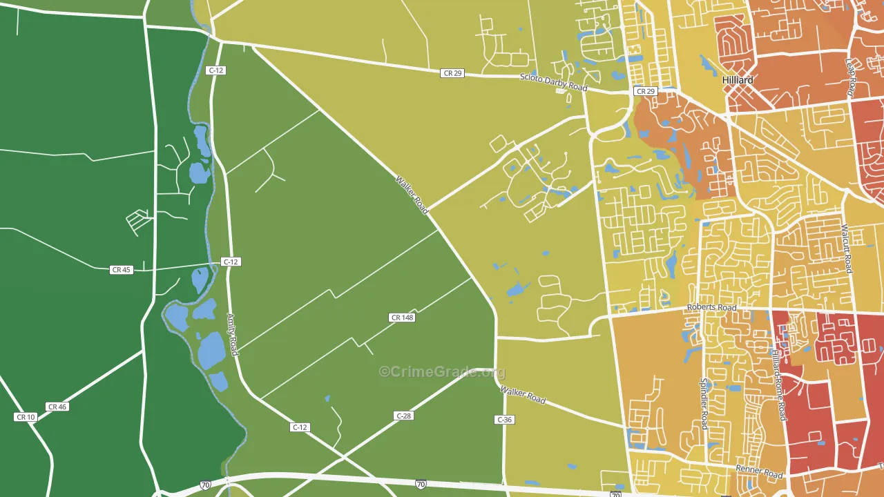 Mudsock, OH Map of Drug-Related Crime Rates