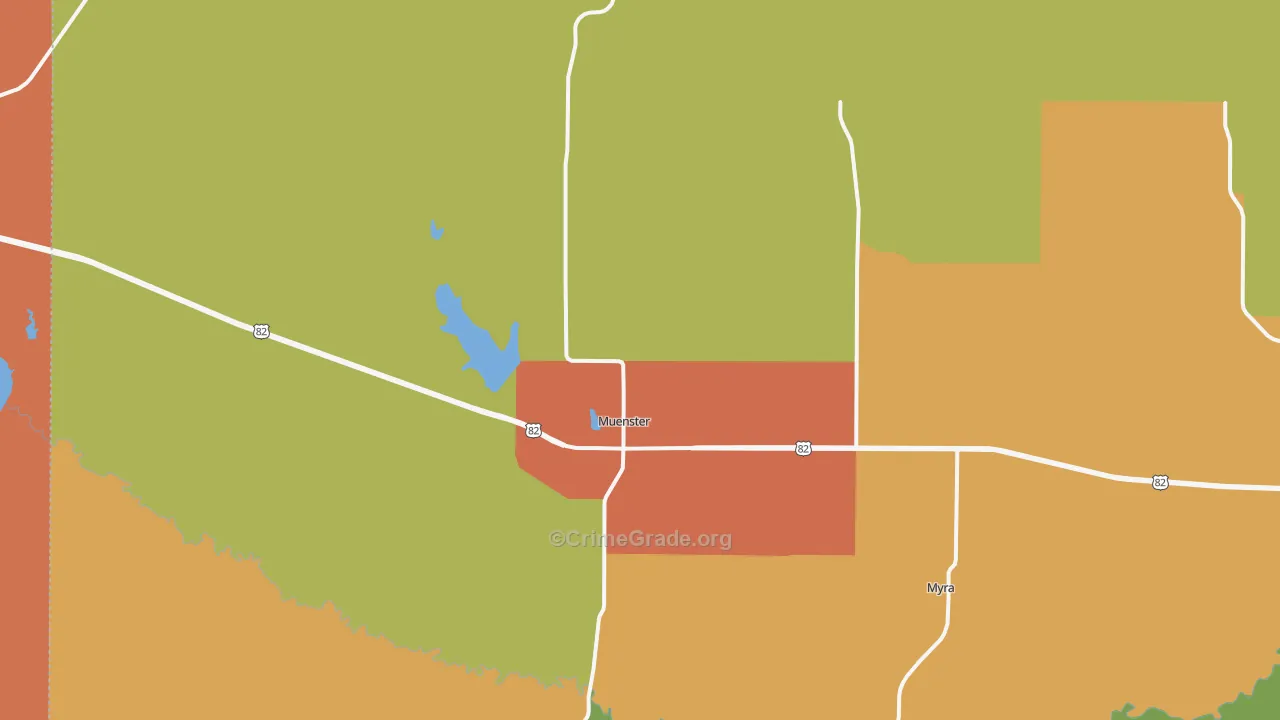 Muenster, TX Map of Drug-Related Crime Rates