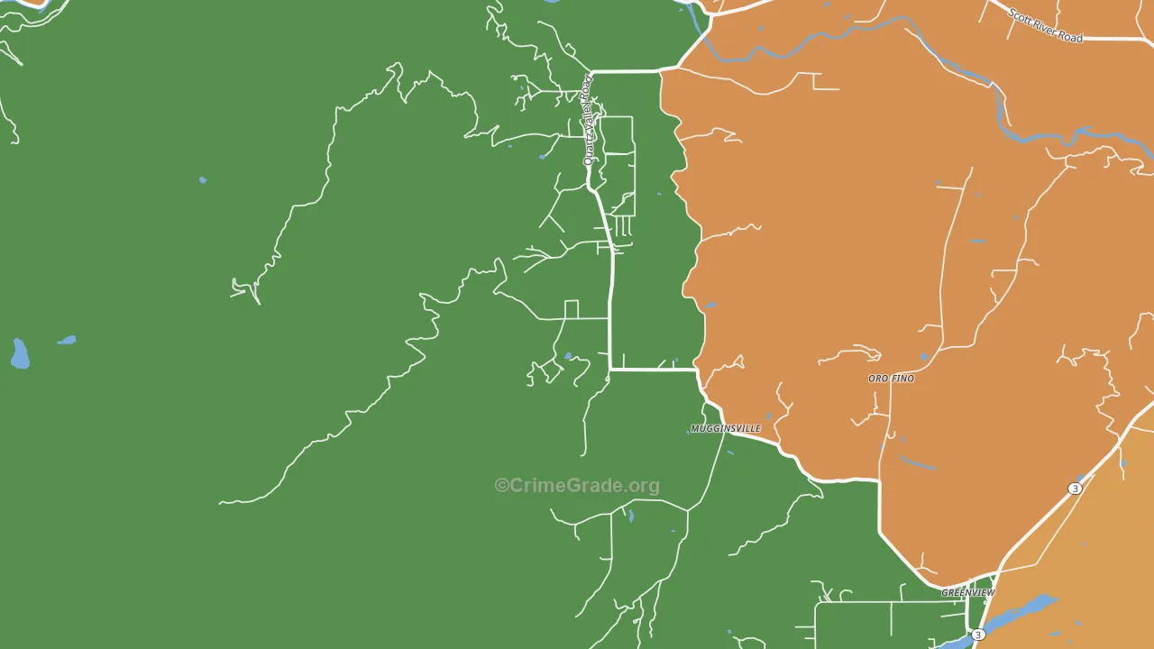 Mugginsville, CA Map of Drug-Related Crime Rates