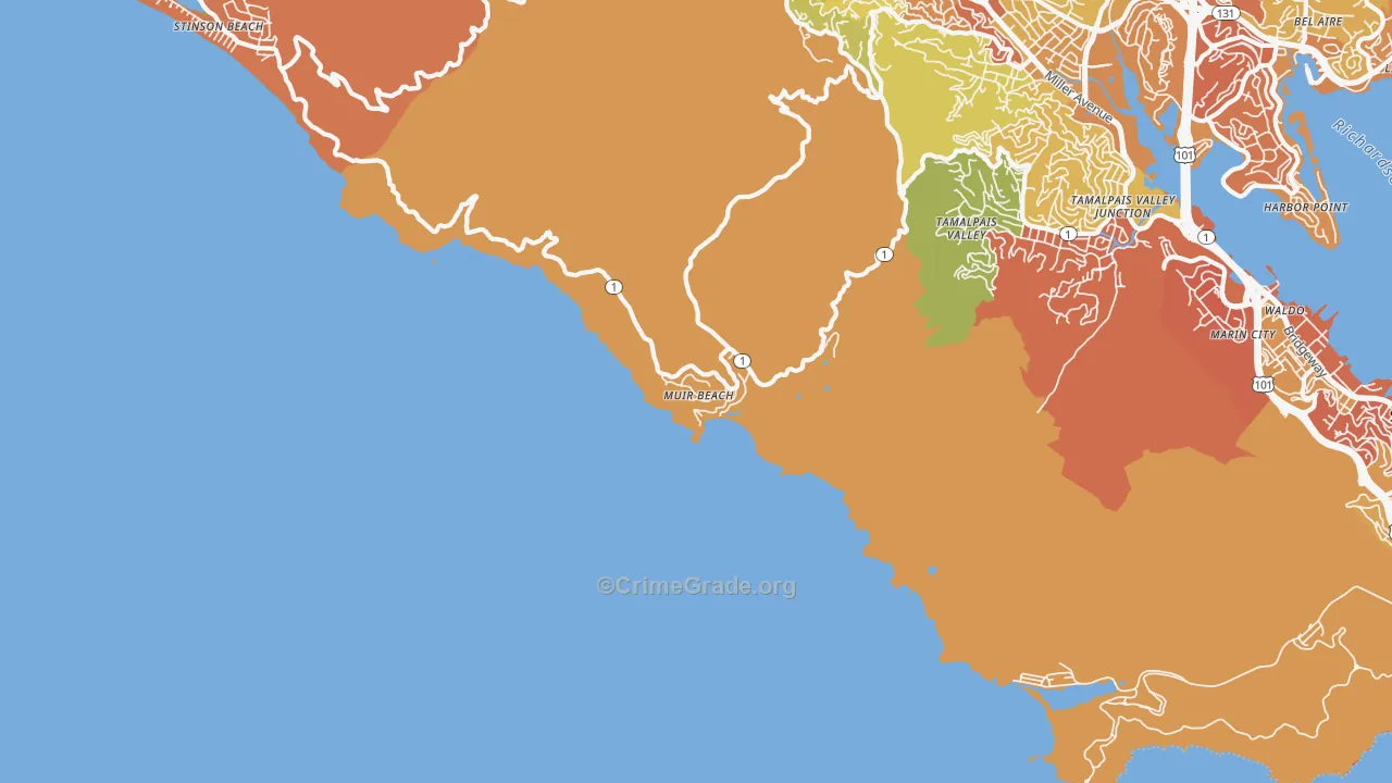 Muir Beach, CA Map of Drug-Related Crime Rates