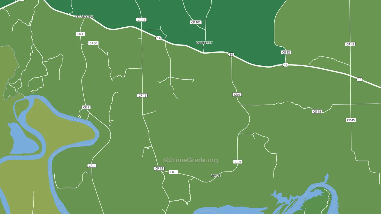 Mulberry, AL Map of Drug-Related Crime Rates