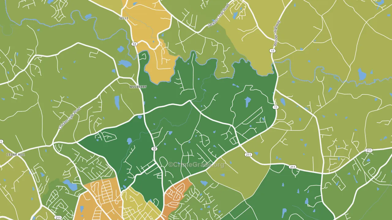 Mulberry, GA Map of Drug-Related Crime Rates