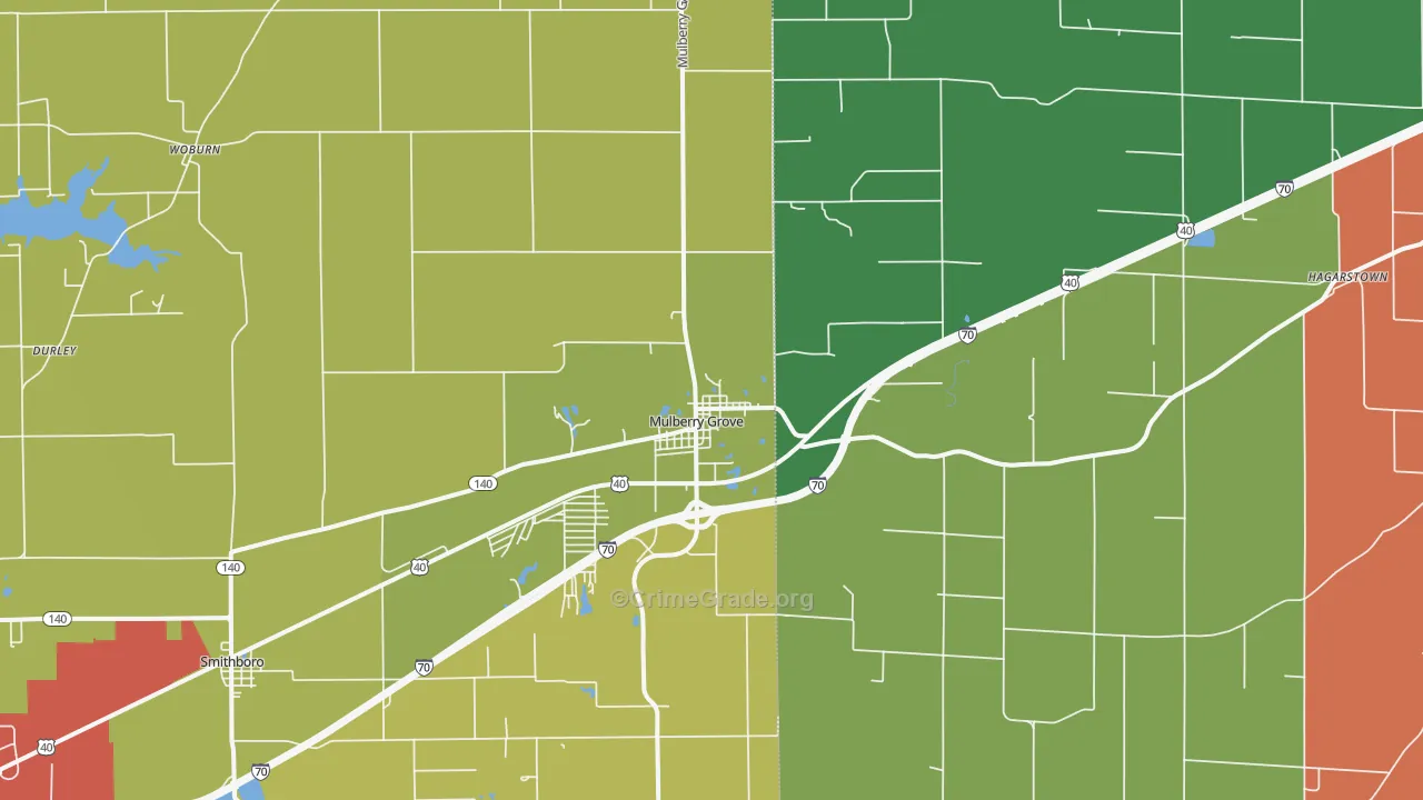 Mulberry Grove, IL Map of Drug-Related Crime Rates