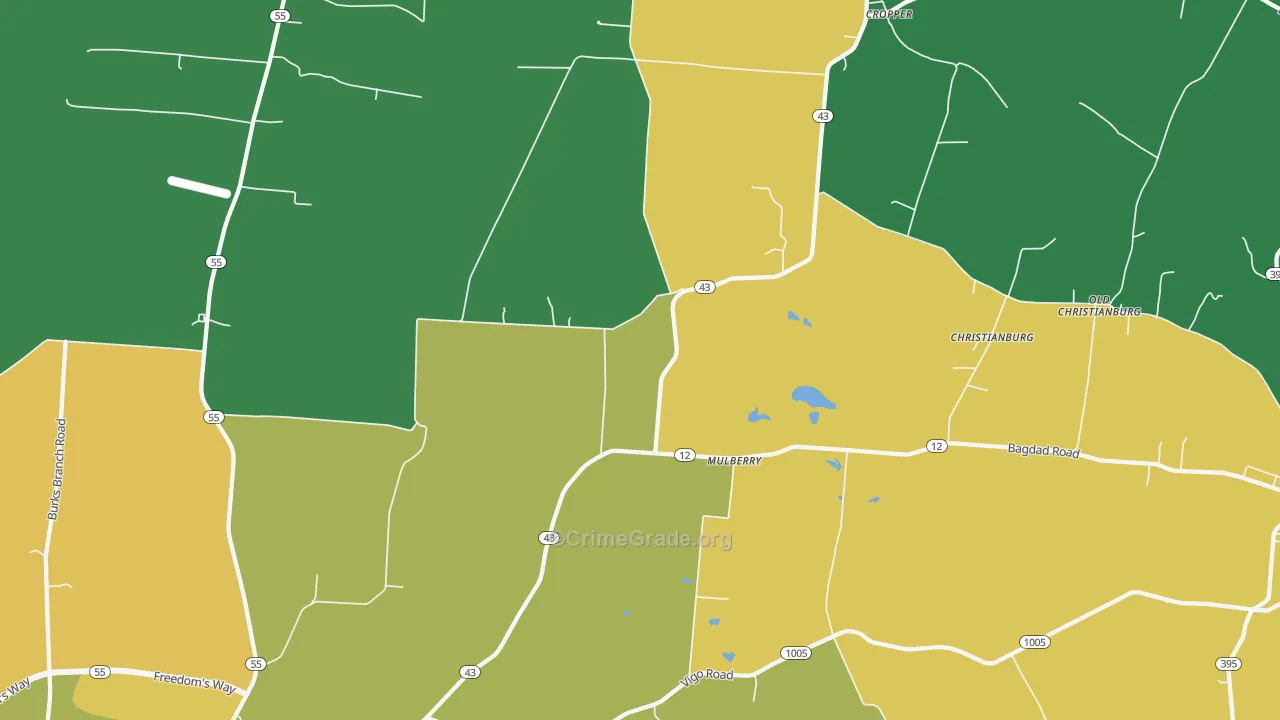 Mulberry, KY Map of Drug-Related Crime Rates